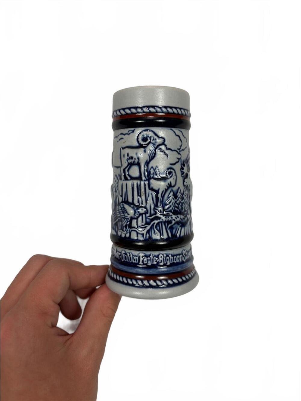 Vintage Avon 1983 Wildlife Mini Beer Stein Bighorn Sheep Eagle Ceramarte Brazil